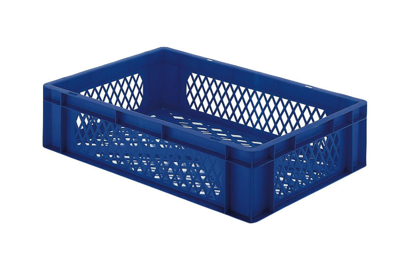 EN Stacking bin Rainbow 26l - 600x400x145mm - perforated sides and bottom 