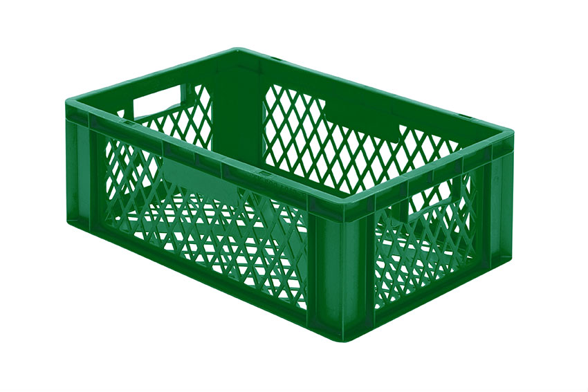 EN Stacking bin Rainbow 40l - 600x400x210mm - perforated sides and bottom 