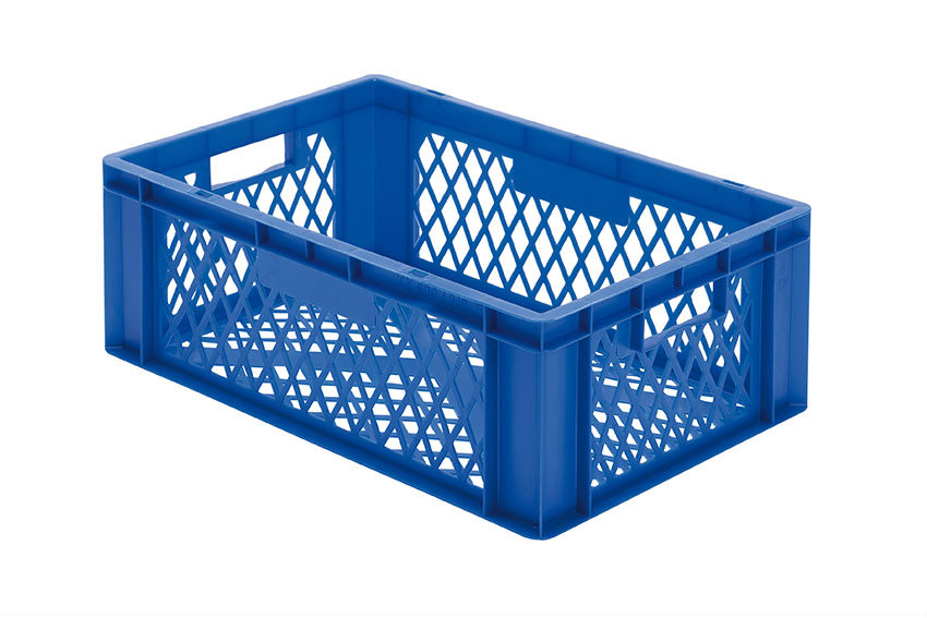 EN Stacking bin Rainbow 40l - 600x400x210mm - perforated sides and bottom 