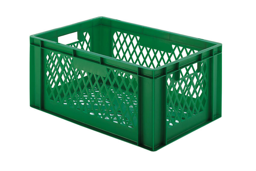 EN Stacking bin Rainbow 51l - 600x400x270mm - perforated sides and bottom 