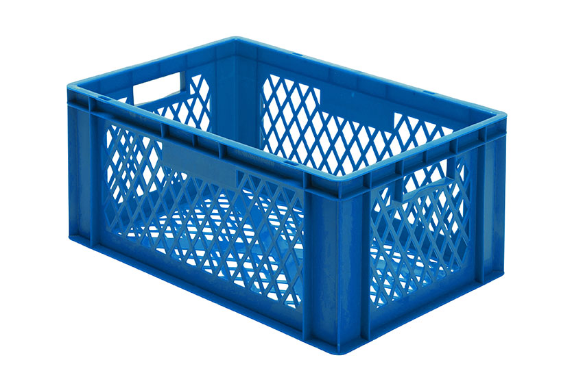EN Stacking bin Rainbow 51l - 600x400x270mm - perforated sides and bottom 