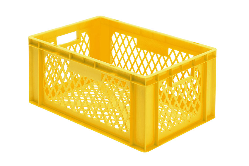 EN Stacking bin Rainbow 51l - 600x400x270mm - perforated sides and bottom 