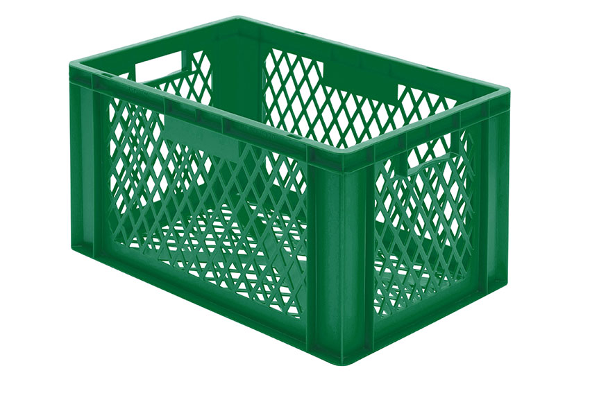 EN Stacking bin Rainbow 61l - 600x400x320mm - perforated sides and bottom 