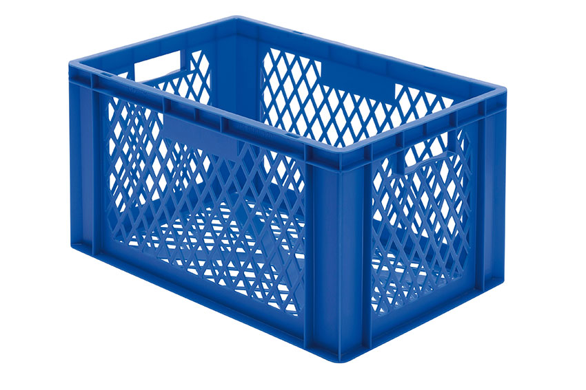 EN Stacking bin Rainbow 61l - 600x400x320mm - perforated sides and bottom 