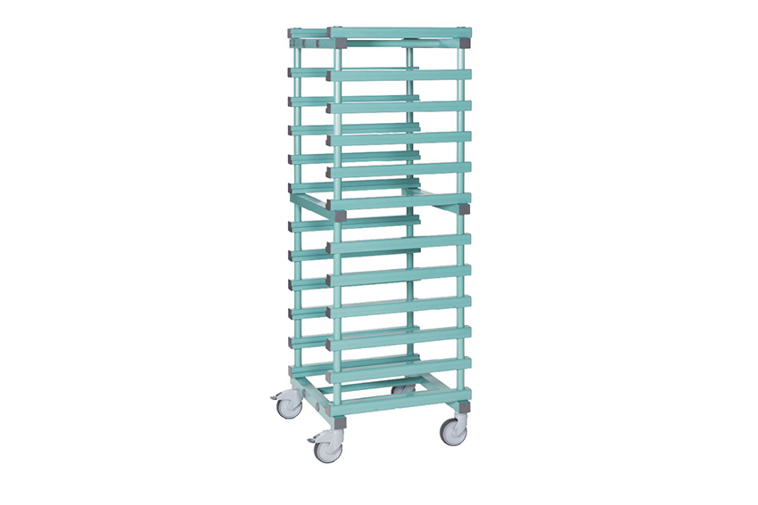 Chariot à plateaux - 490x550x1835mm - convient pour 10 bacs 500x350mm 