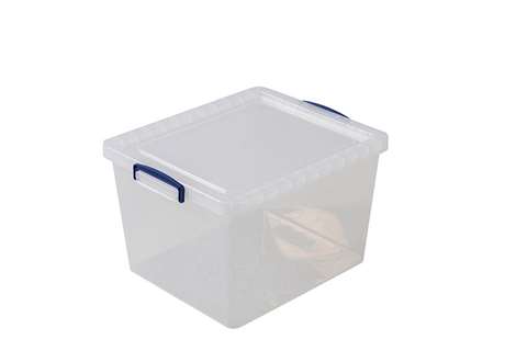 Transparent nestable box 33,5l stackable on included lid - 460x383x285mm