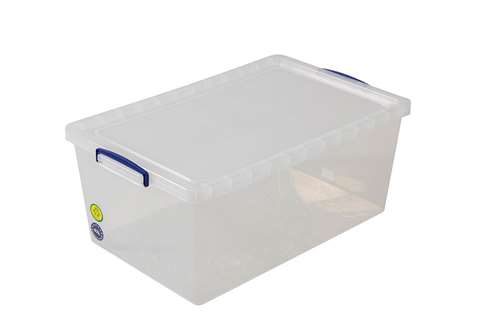 Transparent nestable box 62l stackable on included lid - 695x440x287mm
