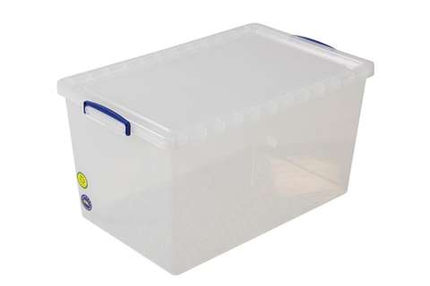 Transparent nestable box 83l stackable on included lid - 695x440x368mm