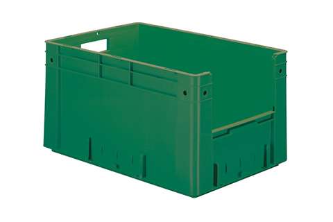 Bac euronorm 600x400x320 - ouv. front. - 61l - fond et parois pleins