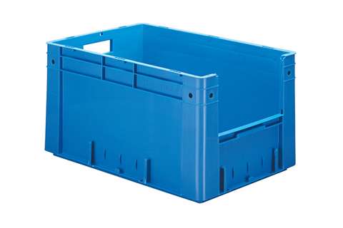 Bac euronorm 600x400x320 - ouv. front. - 61l - fond et parois pleins