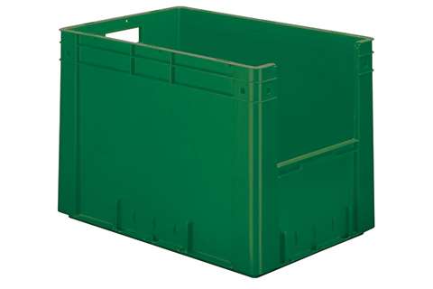 Bac euronorm 600x400x420 - ouv. front. - 81l - fond et parois pleins