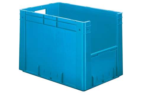 Bac euronorm 600x400x420 - ouv. front. - 81l - fond et parois pleins