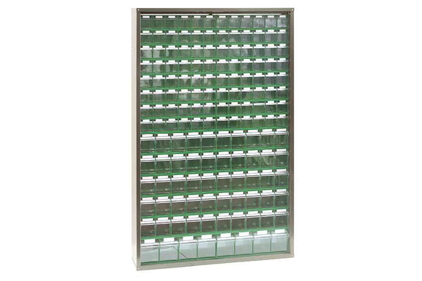 Metal wall cabinet incl. 154 pcs Storage 7000 tilt bins - 1265x250x2000mm 
