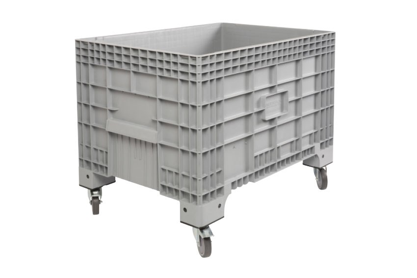 Caisse-palette 1200x800x918mm - 4 roues, 2 avec frein, cote court 