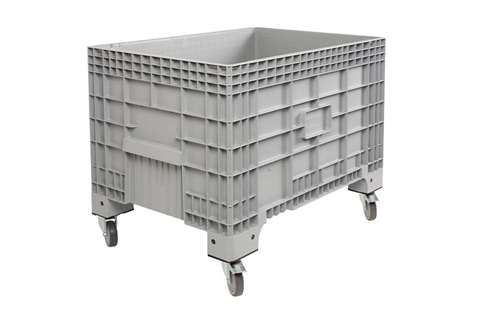 Caisse-palette 510l - 1200x800x918mm - 4 roues, 2 avec frein, flanc long