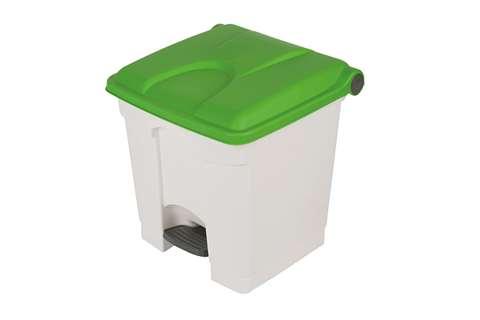 Rectangular step-on waste bin 30l - white body + coloured lid 430x390x410mm
