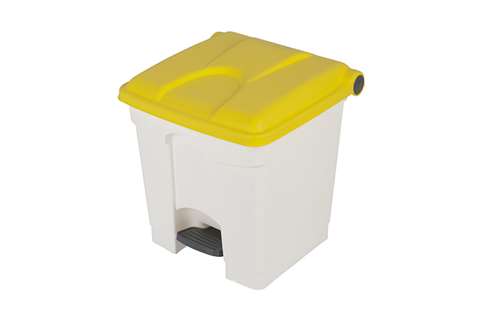 Rectangular step-on waste bin 30l - white body + coloured lid 430x390x410mm