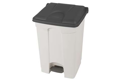 Rectangular step-on waste bin 45l - white body + coloured lid 600x390x410mm