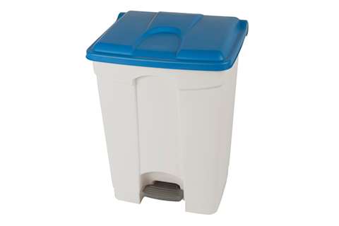 Rectangular step-on waste bin 70l - white body+coloured lid - 670x410x490mm