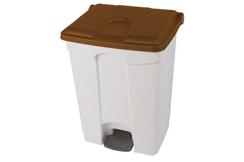 Rectangular step-on waste bin 70l - white body+coloured lid - 670x410x490mm