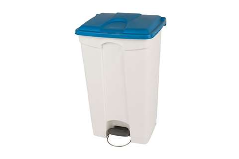 Rectangular step-on waste bin 90l - white body + coloured lid 500x412x820mm