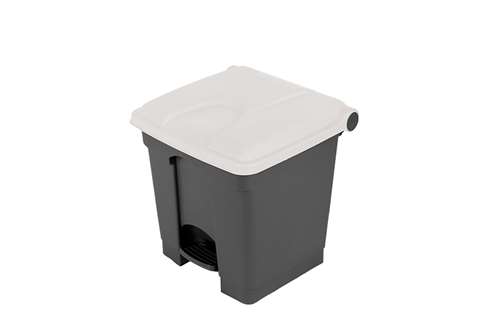 Rectangular step-on waste bin 30l - grey body+coloured lid 430x390x410mm