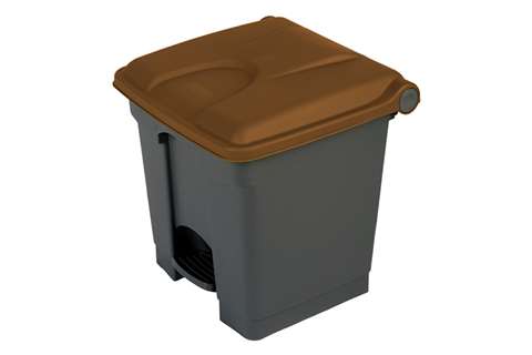 Collecteur rectangulaire à pédale 30l - corps gris + couvercle 430x390x410mm
