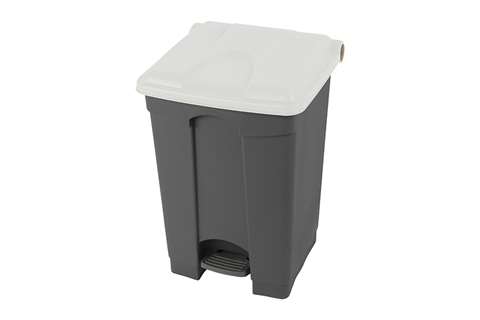 Rectangular step-on waste bin 45l - grey body + coloured lid 600x390x410mm