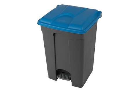 Rectangular step-on waste bin 45l - grey body + coloured lid 600x390x410mm