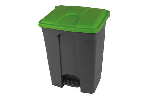 Rectangular step-on waste bin 70l - grey body+coloured lid 670x410x490mm