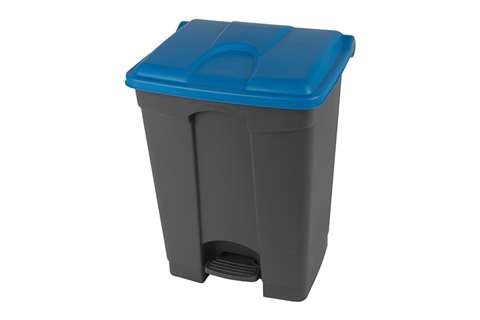 Rectangular step-on waste bin 70l - grey body+coloured lid 670x410x490mm