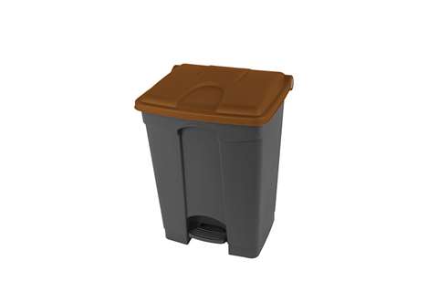 Rectangular step-on waste bin 70l - grey body+coloured lid 670x410x490mm