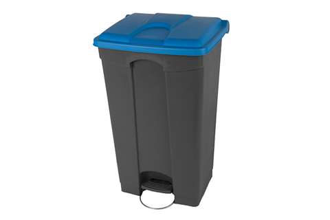 Rectangular step-on waste bin 90l - grey body + coloured lid 500x412x820mm
