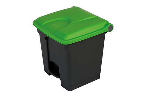 Rectangular step-on waste bin 30l - recycled body + lid 410x398x435mm