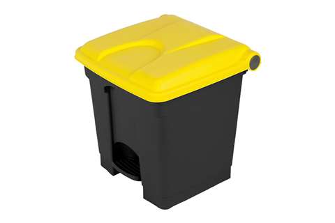 Rectangular step-on waste bin 30l - recycled body + lid 410x398x435mm