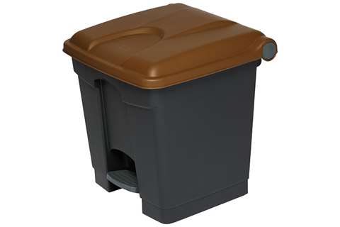 Rectangular step-on waste bin 30l - recycled body + lid 410x398x435mm