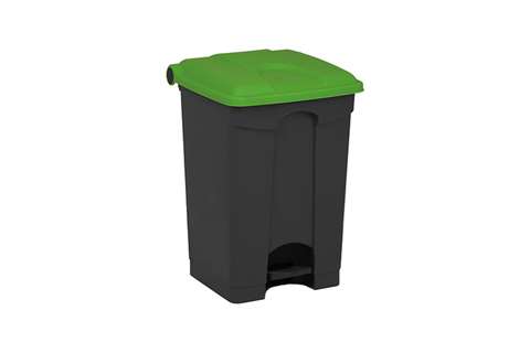 Rectangular step-on waste bin 45l - recycled body + lid 410x398x600mm