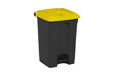 Rectangular step-on waste bin 45l - recycled body + lid 410x398x600mm