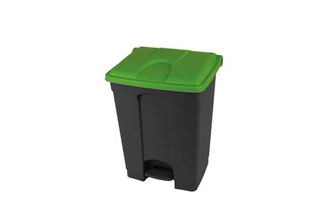Rectangular step-on waste bin 70l - recycled body + lid 495x412x673mm