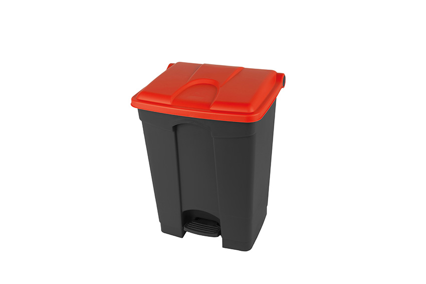 Poubelle rectangulaire à pédale 70l - corps + couvercle recyclés 495x412x673mm 