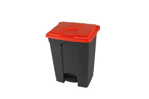 Rectangular step-on waste bin 70l - recycled body + lid 495x412x673mm