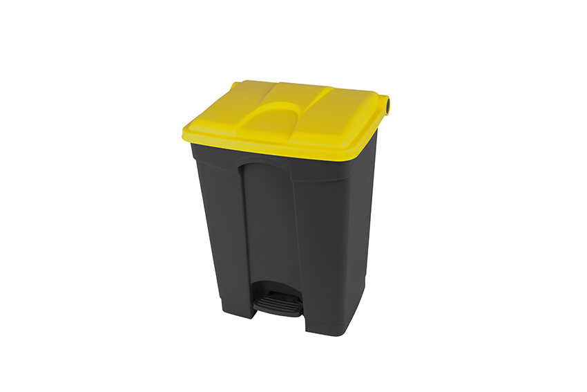 Poubelle rectangulaire à pédale 70l - corps + couvercle recyclés 495x412x673mm 
