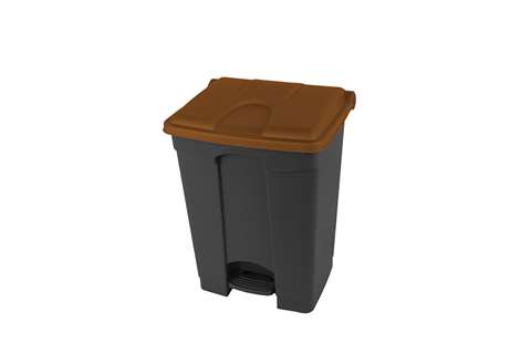 Rectangular step-on waste bin 70l - recycled body + lid 495x412x673mm