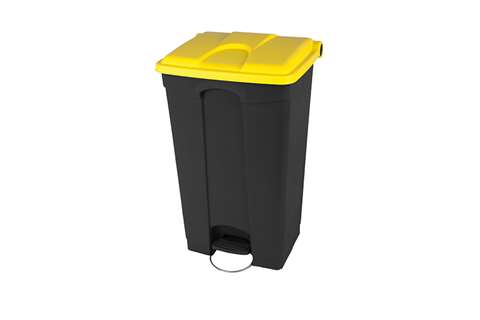 Rectangular step-on waste bin 90l - recycled body + lid 500x412x820mm