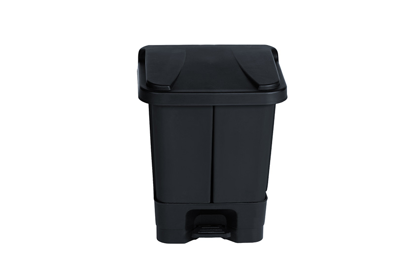 Poubelle à pédale rectangulaire 40L - double seau intérieur - 470x370x510mm 