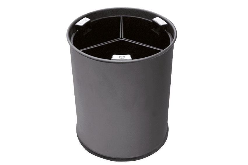 Corbeille ronde 13l - 3 compartements - insert noir 3,3l 